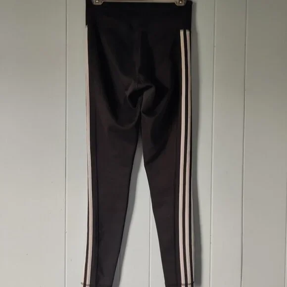 Black Adidas Climalite High Rise 3 Stripe Legging Sz S - Picture 3 of 7